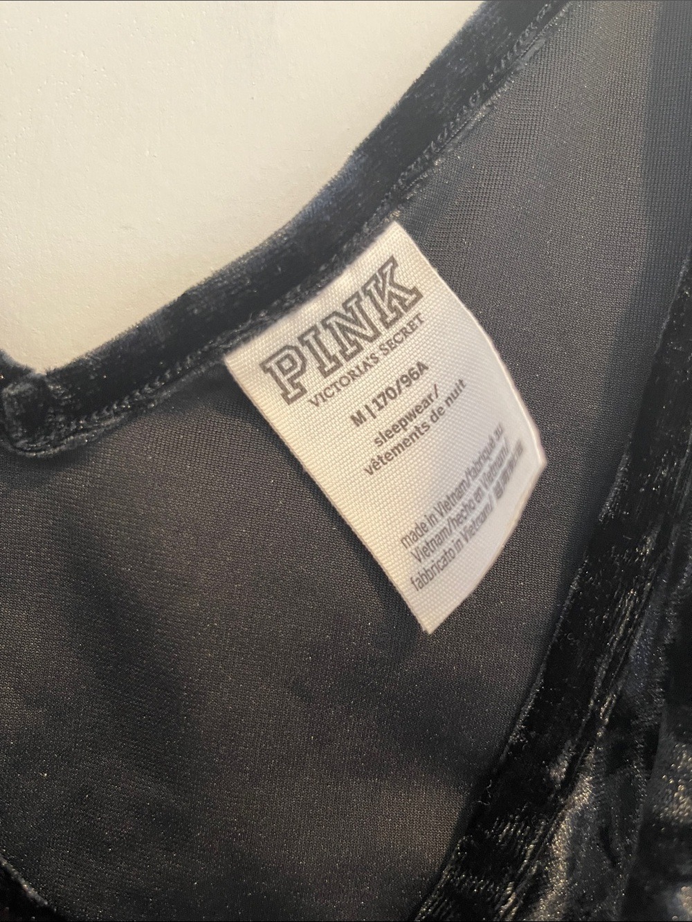 Crushed Velvet V-Neck Cami Tank - Black by VS Pink size M - Picture 2 of 4